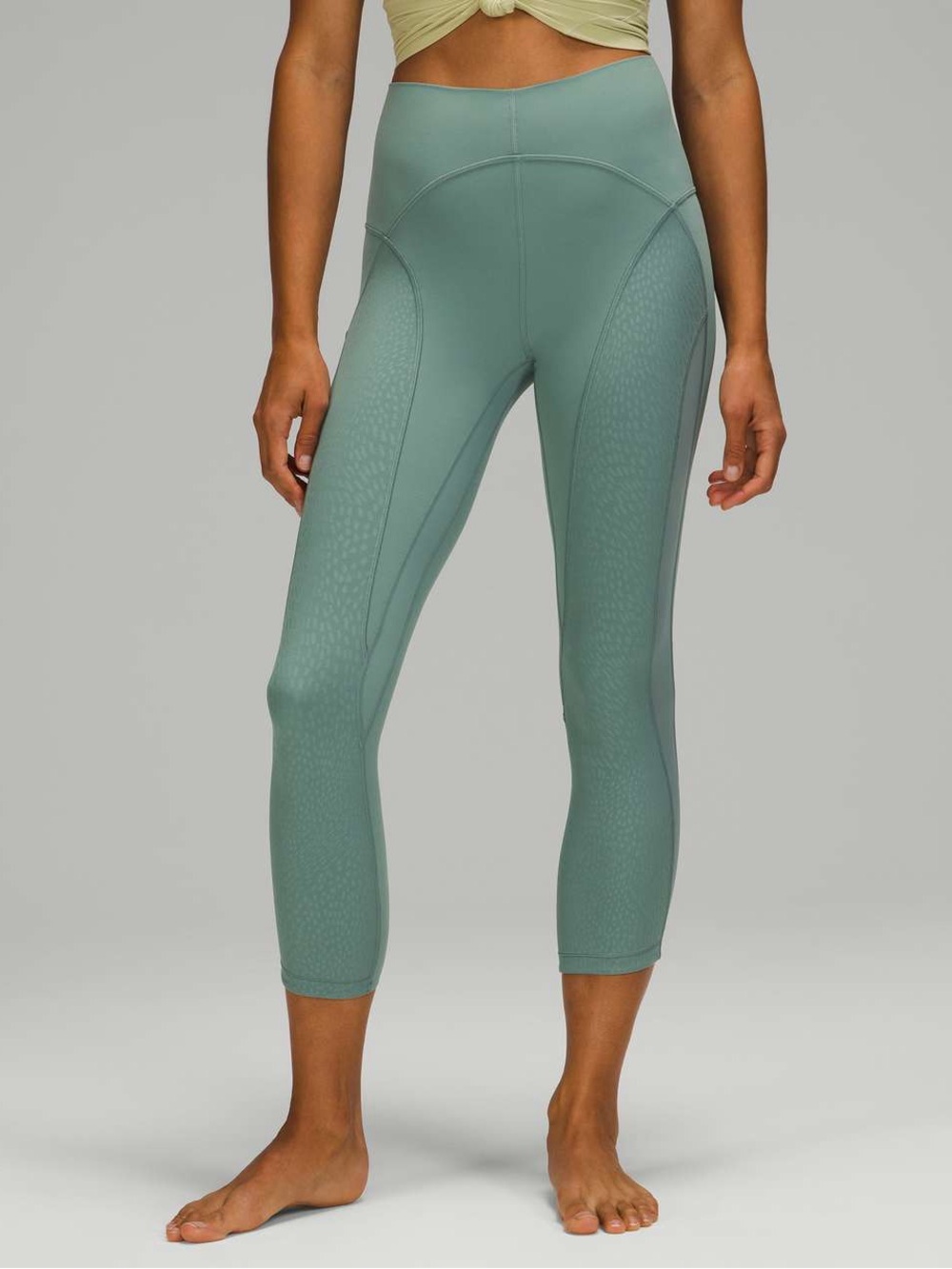 Lululemon athletica Nulu and Mesh Mid-Rise Yoga Crop 23" Tidewater Teal size 8